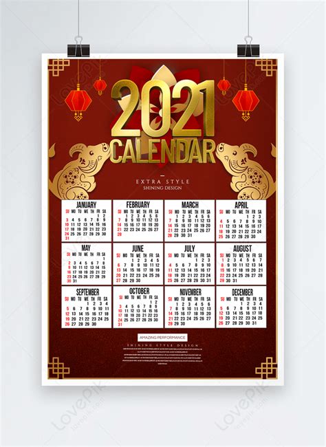 Chinese New Year 2021 Year Of The Ox Calendar Template Imagepicture