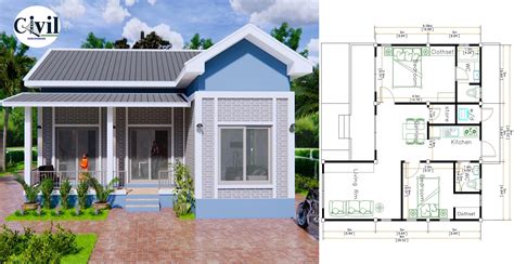 House Plans 9×9 Meters30×30 Feet 2 Bedrooms Gable Roof Engineering