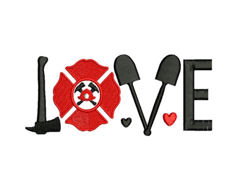 Love Fireman Machine Embroidery Design First Responder Embroidery