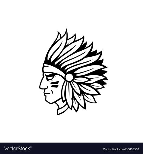 Silhouette Native American Indian Chief Royalty Free Vector