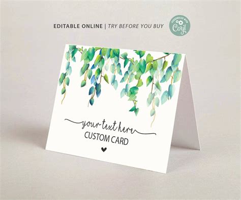 Custom Printable Greeting Card Editable Greeting Card Blank Etsy
