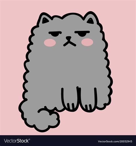 Kawaii Cute Fat White Cat Anime Style Royalty Free Vector