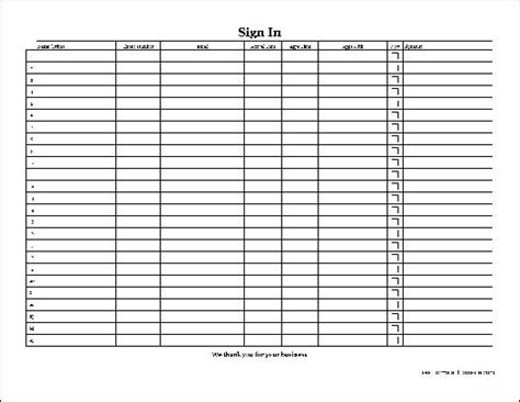 Free Easy Copy Detailed Appointment Sign In Sheet With Signature Wide