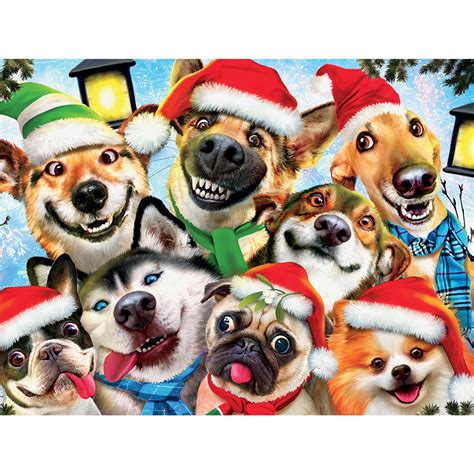 Christmas Cheer Dogs Selfie 550 Piece Jigsaw Puzzle Spilsbury