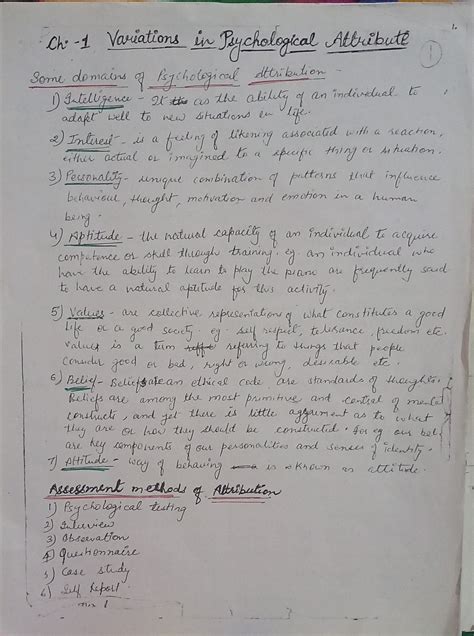 Psychology Notes For Class Xii Chapter 1 Handwritten Notes Pdf