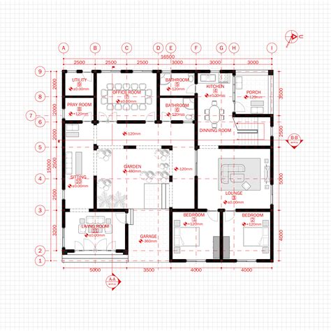 Modern House Office Architecture Plan With Floor Plan Metric Units