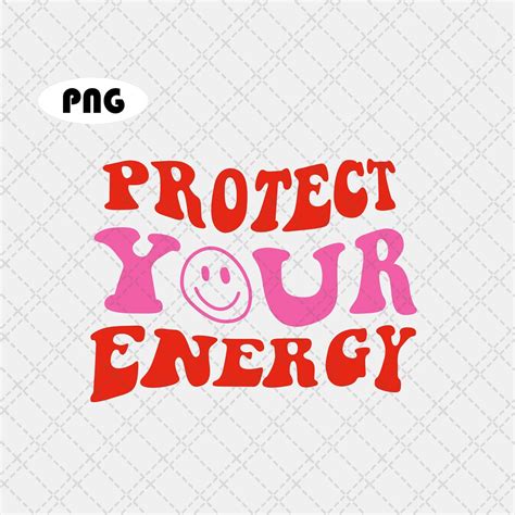 Protect Your Energy Png Retro Smiley Face Png Positive Etsy
