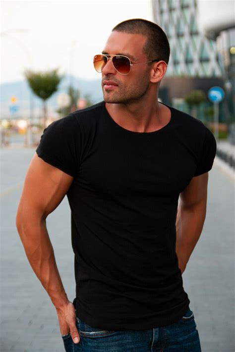Mens Plain Black T Shirt Longline Muscle Slim Fit Stylecool Fashion Casual Tee Ebay Plain