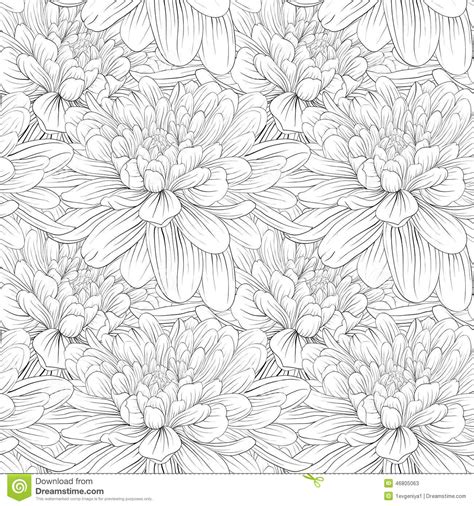 Beautiful Monochrome Black And White Seamless Background With Flowers