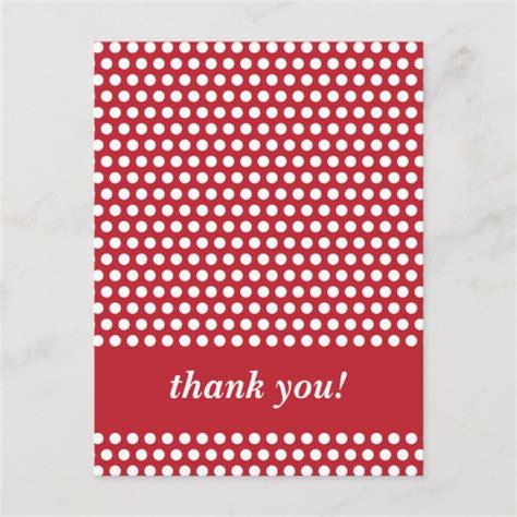 Red And White Polka Dots Pattern Thank You Postcard