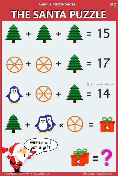 The best riddles collection for any age and any brain. The Santa Puzzle: Find the value of Gifts - Math Puzzle ...
