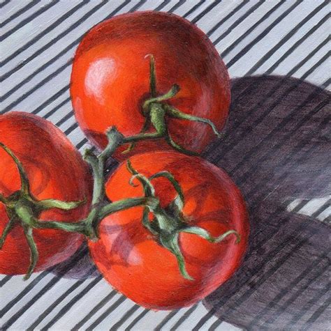 Tomato Food Art Still Life Painting Original Kitchen By