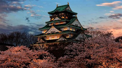Japanese Castle At Night Wallpapers On Wallpaperdog
