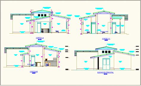 Section View With Different Axis And Elevation Of Office Dwg File