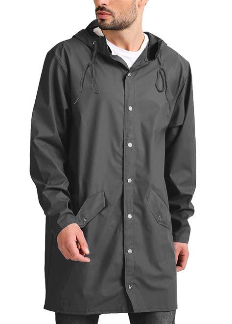 Jinidu Mens Lightweight Waterproof Rain Jacket Packable Outdoor Hooded