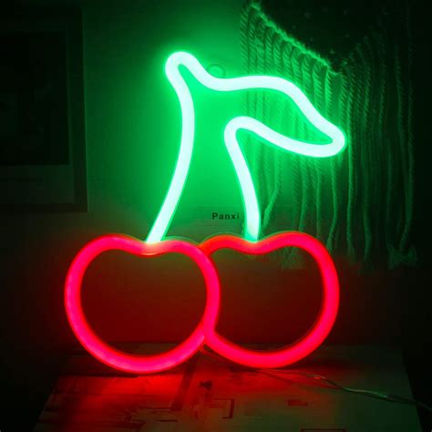 Ineonlife Cherry Neon Lights For Bedroom Neon Signs Red Green Led Neon