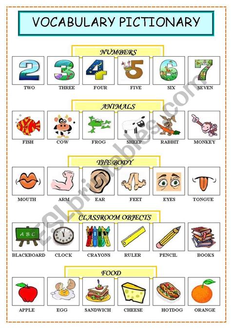 Pictionary Worksheets Phonics Worksheets Vocabulary Skills Grammar My