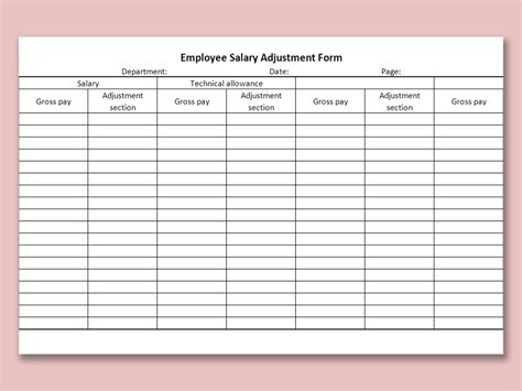 Excel Of Employee Salary Adjustment Form Xlsx Wps Free Templates