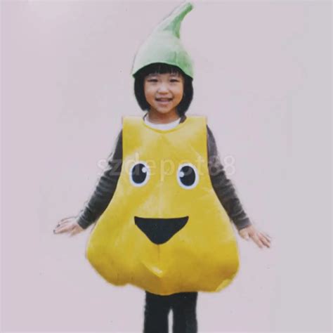 Halloween Party Yellow Fruit Pear Costume With Hat School Play Kids