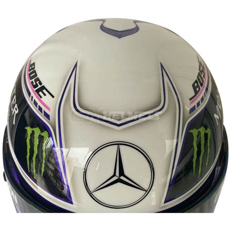 The base of the helmet is purple black, a shift from the general silver base that the mercedes helmet has. LEWIS HAMILTON 2020 F1 REPLICA HELMET FULL SIZE - PURPLE ...