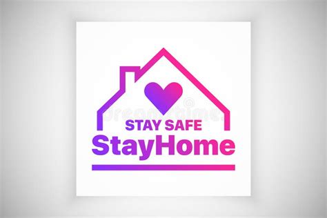 Stay At Home Stay Safe Slogan Vector Logo Isolated On White Background