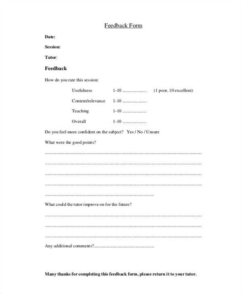 student feedback forms   ms word excel