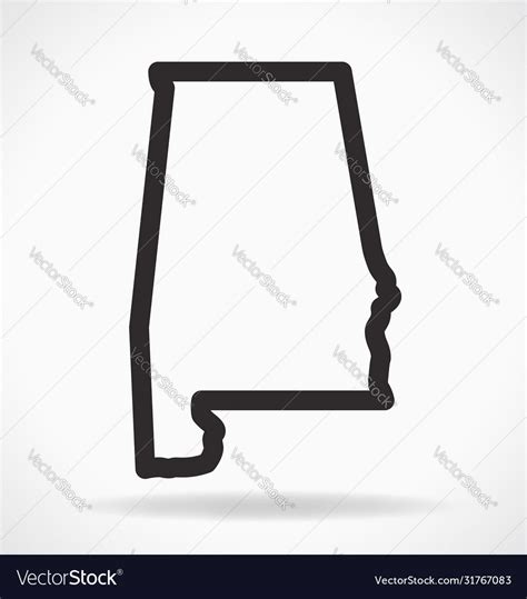 Alabama Al State Map Shape Outline Simplified Vector Image