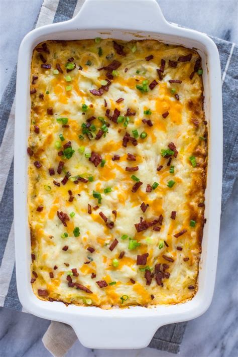 Cheesy Shredded Potato Casserole With Low Fat Option Gimme Delicious