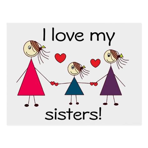 I Love My Sisters Cute Sisters Love Postcard