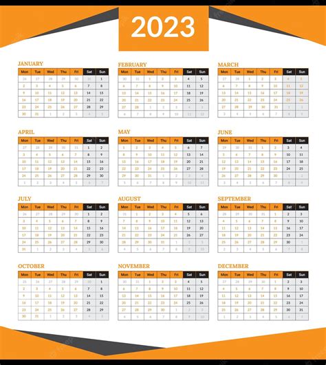 Premium Vector Calendar For 2023 Calendar 2023 Design With