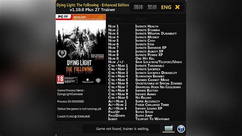 Dying Light Трейнер Trainer 27 1 10 0 FLiNG Трейнеры Читы