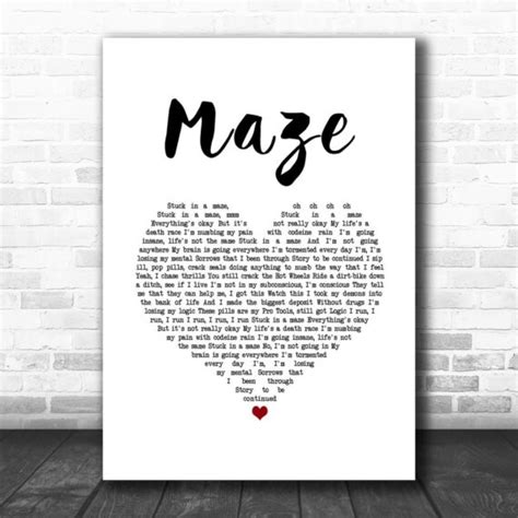 Juice Wrld Maze White Heart Song Lyric Art Print Daymira Wear For