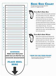 Printable Shoe Size Chart Kids