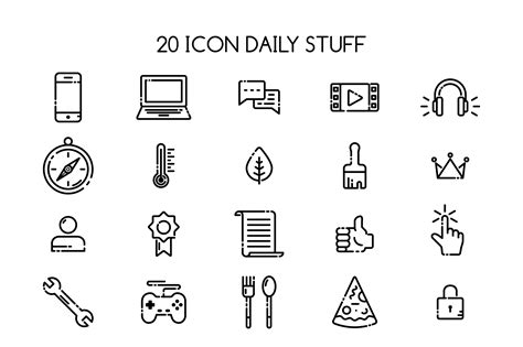 Daily Stuff Icon Set Graphic By Captoro · Creative Fabrica