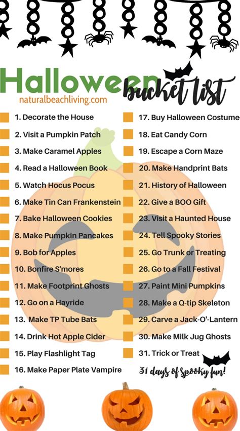 31 Halloween Bucket List Ideas Free Printable Bucket List Natural