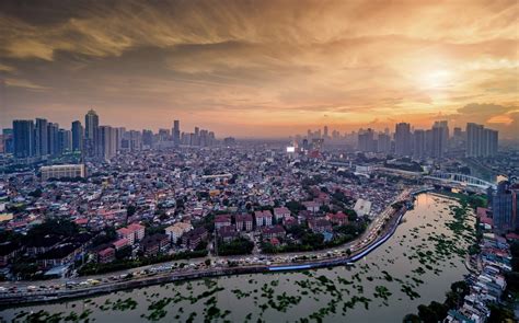 Download River City Bridge Sunset Man Made Manila 4k Ultra Hd Wallpaper