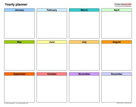 Year Planner Free Template For Excel Gambaran