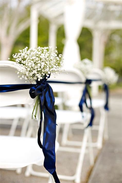 Check out these designs for some major something blue inspiration. babies breath bouquet with navy blue ribbon | bouquets of ...