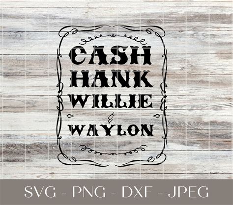 Cash Hank Willie And Waylon Svg Country Music Svg Southern Svg