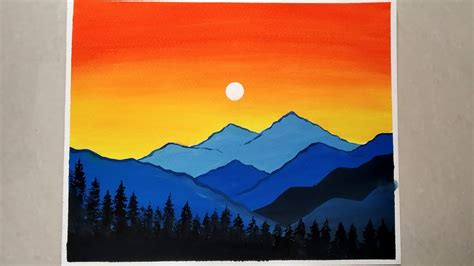 Beginner Easy Mountain Sunset Painting