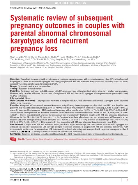 Pdf Systematic Review Of Subsequent Pregnancy Outcomes In Couples