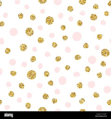 Gold And Pink Polka Dot Glitter Seamless Pattern Vector Endless