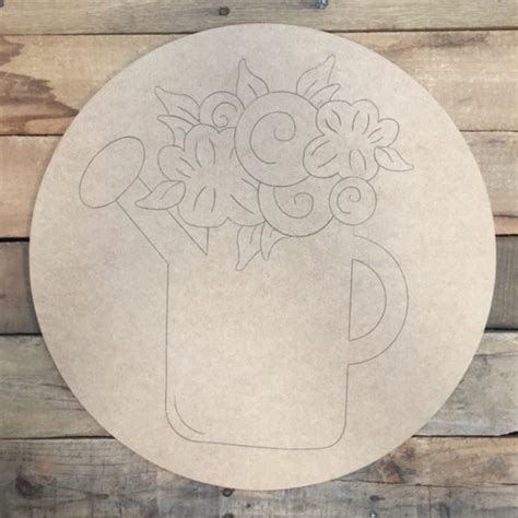 Flower Pot Wood Cutout Shape Paint By Line