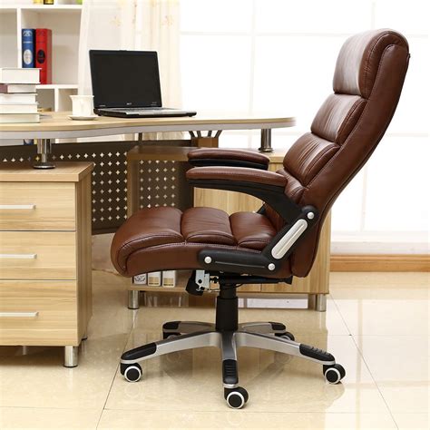 Havana Brown Luxury Reclining Executive Leather Office Desk High Back