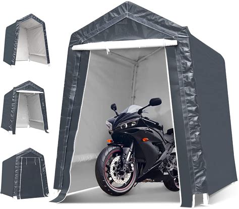 6x8x7 Ft Portable Garage Tent Kit For Motorcycle Gardening Vehicle