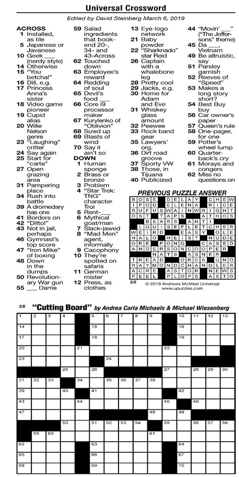 Printable Universal Crossword Puzzle Read Iesanfelipe Edu Pe