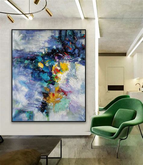 Extra Large Palette Knife Acrylic Painting On Canvas Oversize Vertical