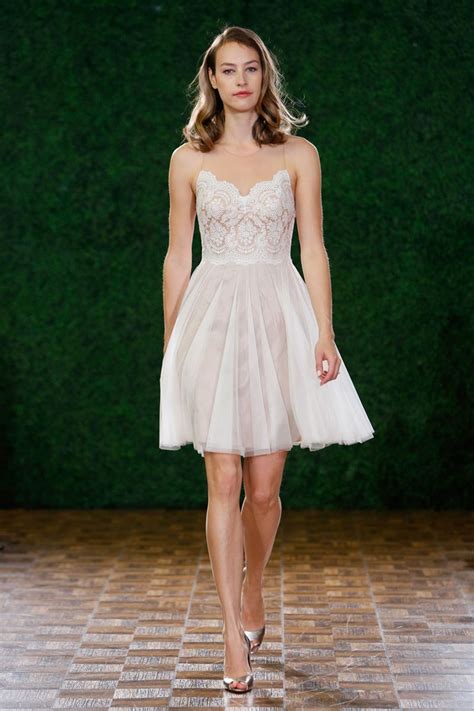 The illusion bodice is daring, yet tasteful—what. The Best Short Wedding Dresses From Fall 2018 Bridal Week ...
