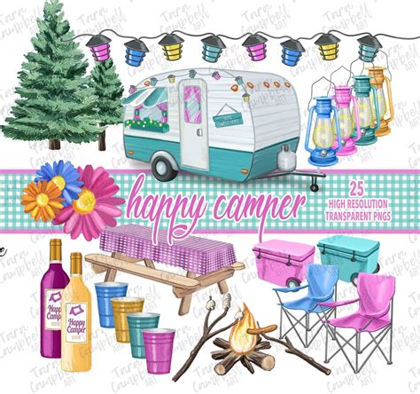 Happy Camping Clipart Digital Download Instant Download Etsy