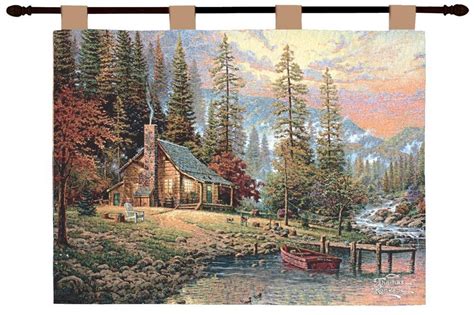 Peaceful Retreat By Artist Thomas Kinkade Is A Highly Detailed Tapestry